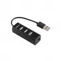 Sbox H-204 USB 4-porttinen keskitin musta