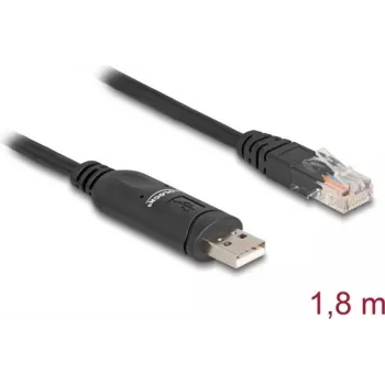 Sovitin DeLOCK USB 2.0 Type-A uros sarjaportti RS-232 RJ45 uros 1,8 m musta