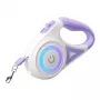 Automaattinen koiran talutushihna Rojeco Dog Automatic Leash LED 5 m — violetti, ulosvedettävä LED-valolla