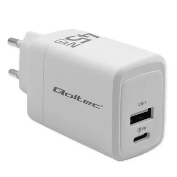 GaN 45W laturi 5V 20V 1,5A 3A, 1x USB-C PD, 1x USB-A