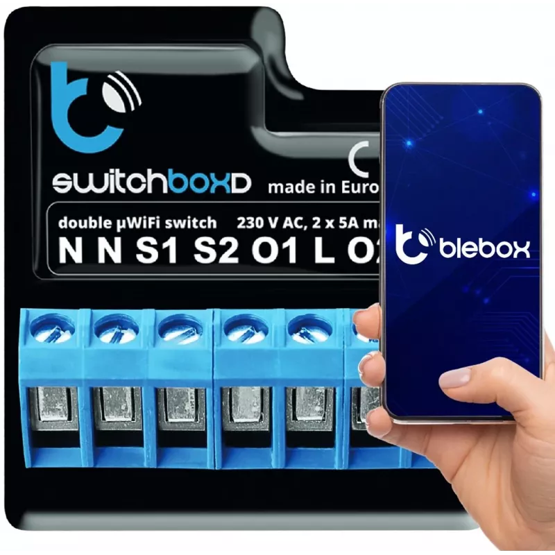 BLEBOX switchboxD - KAKSINKERTAINEN SUOJAKYTKIN 230V