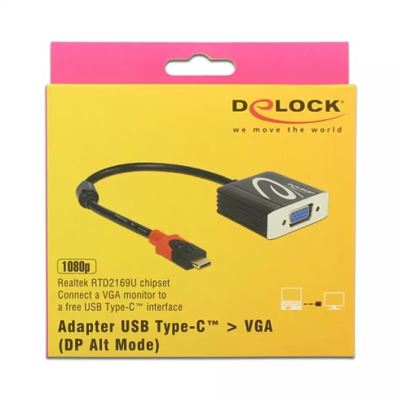 Videokaapelisovitin DeLOCK 62994 USB Type-C VGA 0,2 m musta