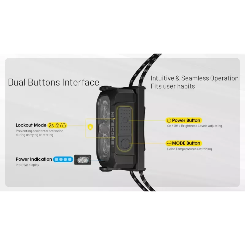 Otsalamppu Nitecore NU25 MCT UL ladattava kevyt 400 lm monivärinen lämpötila