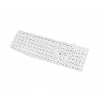 Johdollinen täysnäppäimistö NATEC NAUTILUS NKL-1951, 105 näppäintä, US International QWERTY, valkoinen, USB, 1,8 m