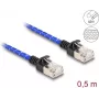 Verkkokaapeli DeLOCK RJ45 Cat.6A 0,5 m sininen