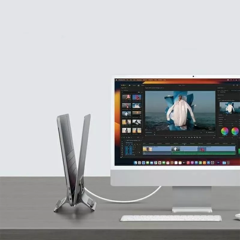 Painovoimajalusta MacBookille harmaa