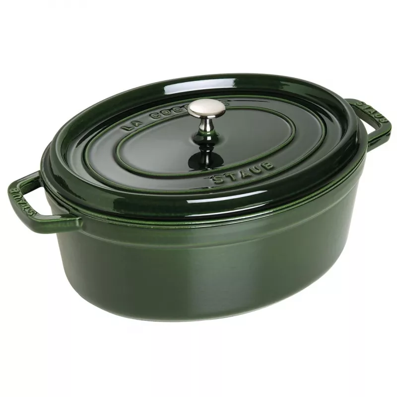 Staub La Cocotte 33 cm soikea valurautainen paistinpata, basilikanvihreä