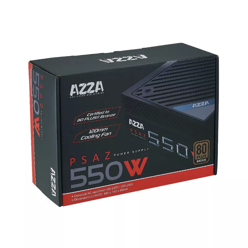 AZZA PSAZ-550W ATX-virtalähde 550 W, 80 PLUS Bronze, 120 mm tuuletin