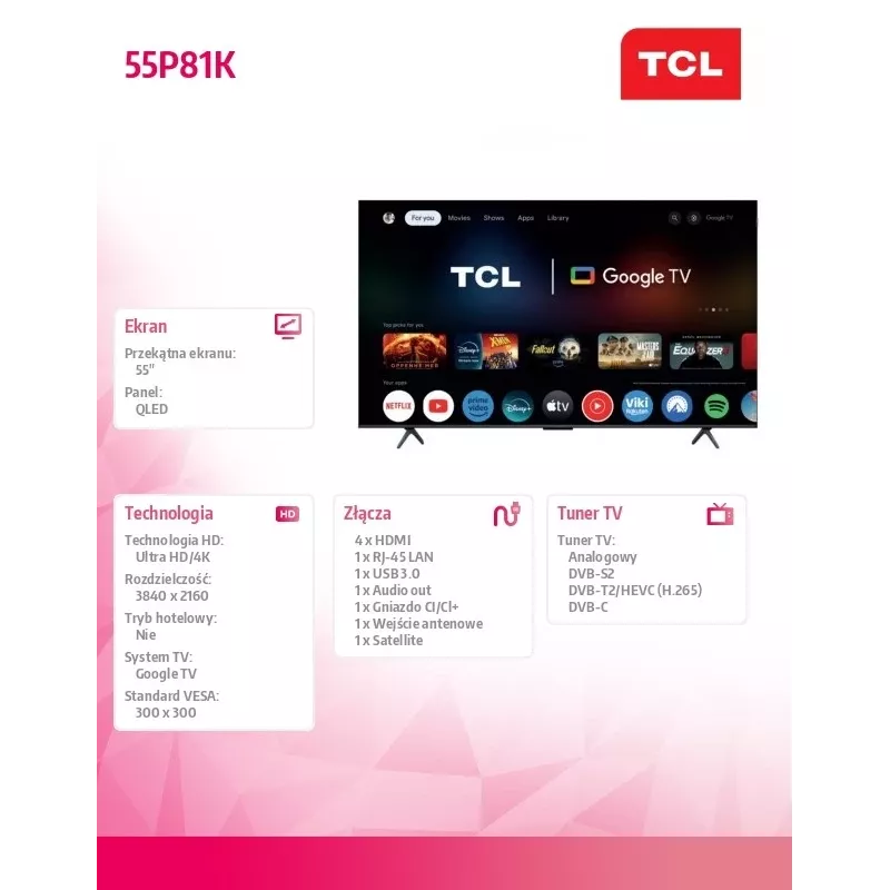 Televisio QLED 55 inch 55P81K