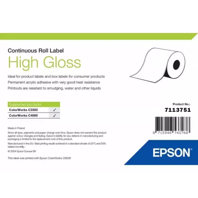 Tarrarulla Epson 7113751, kiiltävä pinta, leveys 76 mm, pituus 33 000 mm
