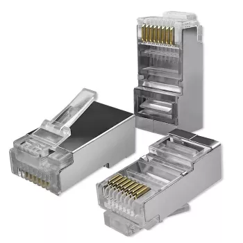 Modulaarinen RJ45-liitin QOLTEC 54554 CAT5e FTP, 100 kpl, hopea, muovi, 11×22×18 mm