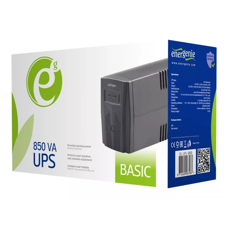 Gembird EG-UPS-B850 keskeytymätön virransyöttö (UPS) Line-Interactive 0,85 kVA 510 W