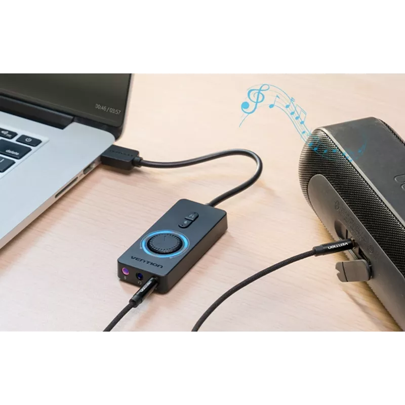 Vention CDRBF ulkoinen USB 2.0 -äänikortti, liitin, äänenvoimakkuuden säätö, 48 kHz, 1 m