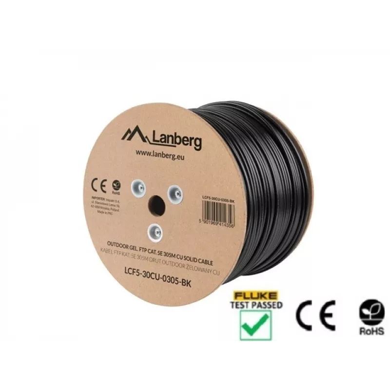 Verkkokaapeli Lanberg LCF5-30CU-0305-BK RJ45 Cat5e 305 m musta