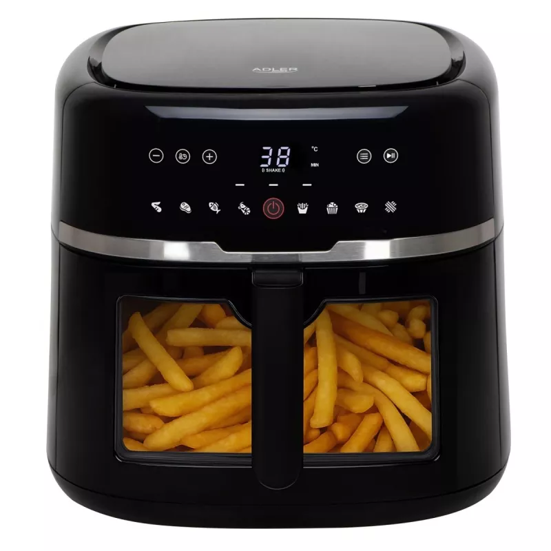 Adler AD 6318 kuumailmafriteerauskeitin, 8 l, 2500 W, LCD-näyttö, 9 ohjelmaa, musta