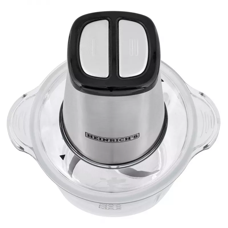 Sähköinen silppuri HEINRICH'S HMZ 8850, 500 W, 2 L kulho, 4 terää, teknopolymeeri, hopea