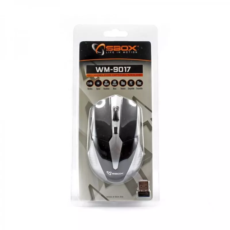 Hiiri SBOX WM-9017BS musta/hopea USB