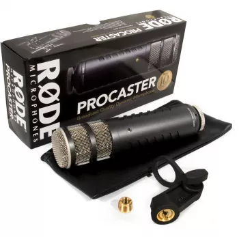 Dynaaminen studiomikrofoni RØDE Procaster — johdollinen, mini-XLR (3-napainen), 75–18 000 Hz, 32 Ω, -56 dB, musta, 695 g