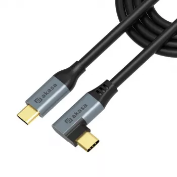 Akasa USB Type-C -laturikaapeli suorakulmaisella liittimellä, 100 W PD - kaapeli - digitaali/data
