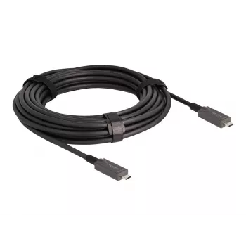 DeLOCK aktiivinen optinen USB-C video + data + PD -kaapeli 10 m musta