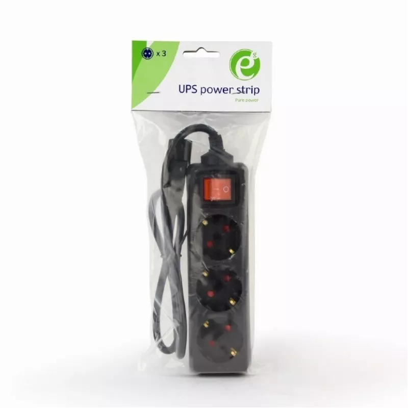 Gembird EG-PSU3-01 jatkojohto 0,6 m 3 AC-lähtöä sisäkäyttöön musta