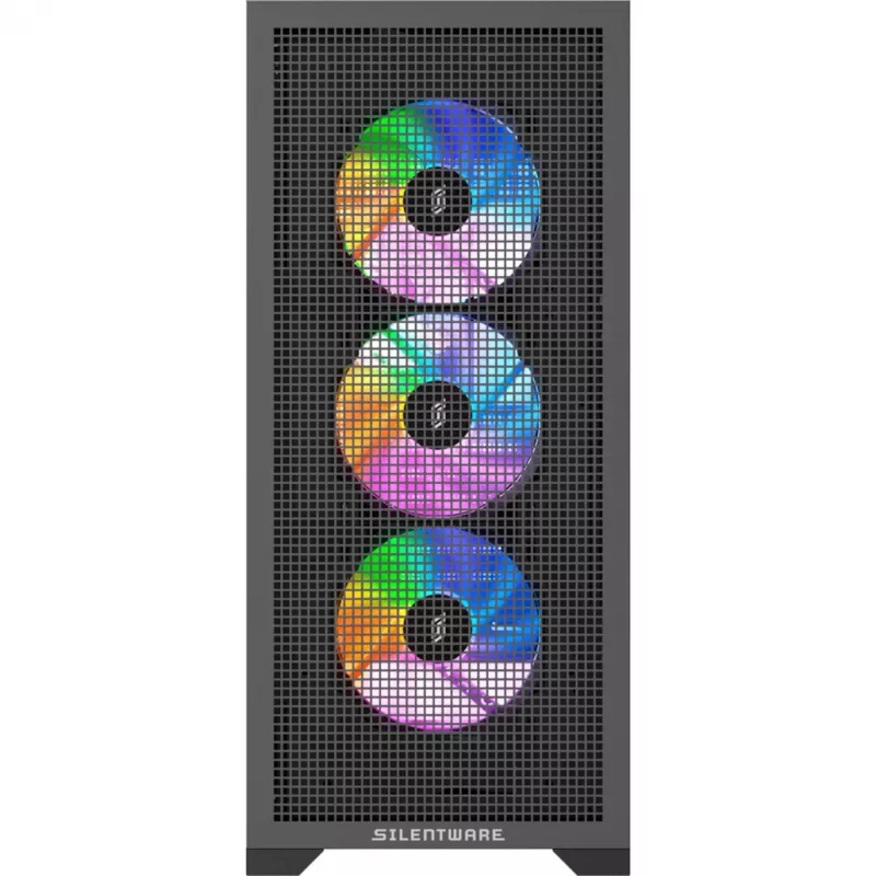 PC-kotelo Silentware Core 100 A-RGB musta — malli CORE100Schwarz, A-RGB-valaistus, Mid-Tower-kokoluokka