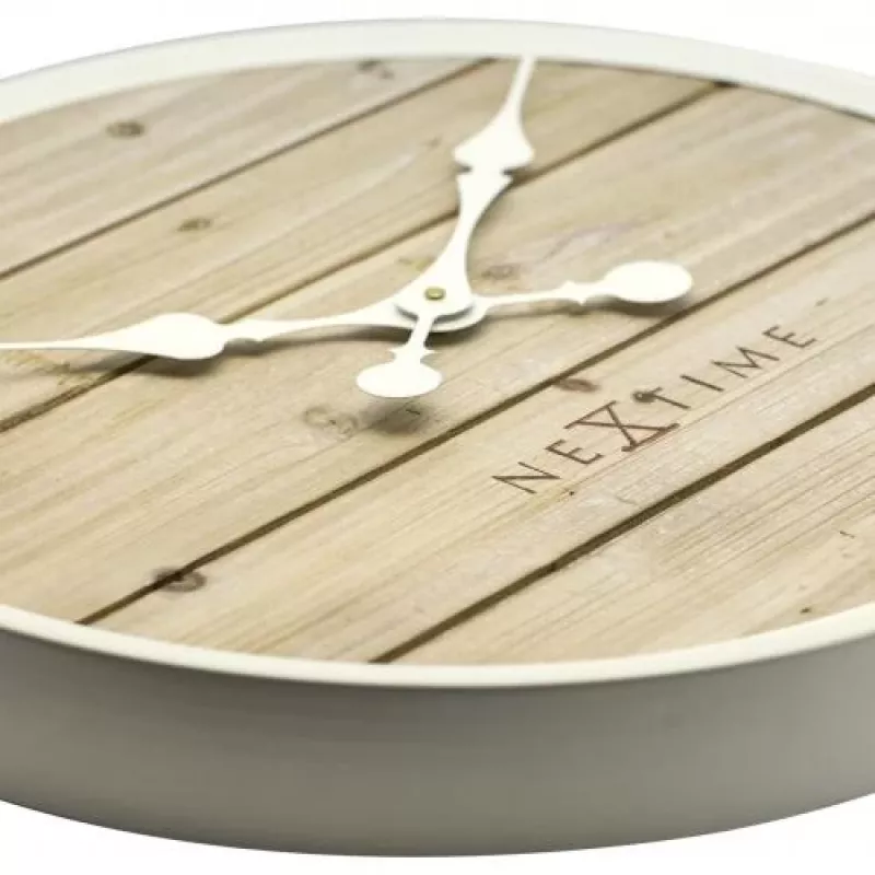 NeXtime kello 3134wi Plank, Ø50 cm, seinäkello, valkoinen