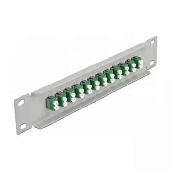 Kuitu-kytkentäpaneeli DeLOCK 10 inch 12 porttia LC Duplex vihreä 1U harmaa