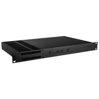 Akasa Galileo TU3 1U Rackmount Thin Mini-ITX -kotelo, tuuletinon, OEM, musta