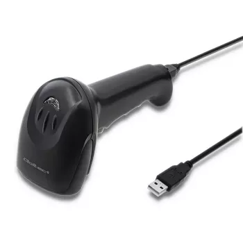 Käsikäyttöinen viivakoodinlukija QOLTEC 50866 — 1D-laserskanneri, USB kaapelilla, 600 mm kantama, musta, 161,5×88×77 mm