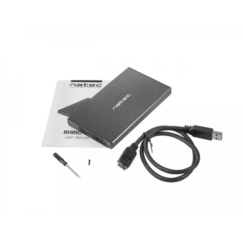 NATEC RHINO GO kotelo USB 3.0 2,5'' SATA HDD/SSD, musta alumiini