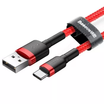 USB 2.0 A - USB-C -kaapeli Baseus CATKLF-B09 1m QC3.0 nailonpunos punainen, pikalataus ja datan synkronointi