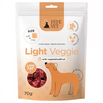 PAKA ZWIERZAKA Pepe VET herkku Light Veggie – hypoallergeeninen, vähäkalorinen koiranherkku, 70 g, kasvisten maku