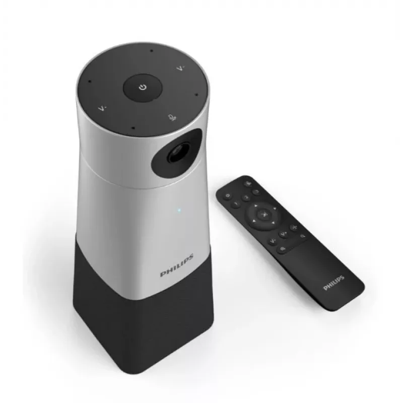 Philips PSE0550 SmartMeeting kannettava 4K-videoneuvottelukamera sisäänrakennetulla mikrofonilla, 30 kuvaa/s, USB, musta/hopea