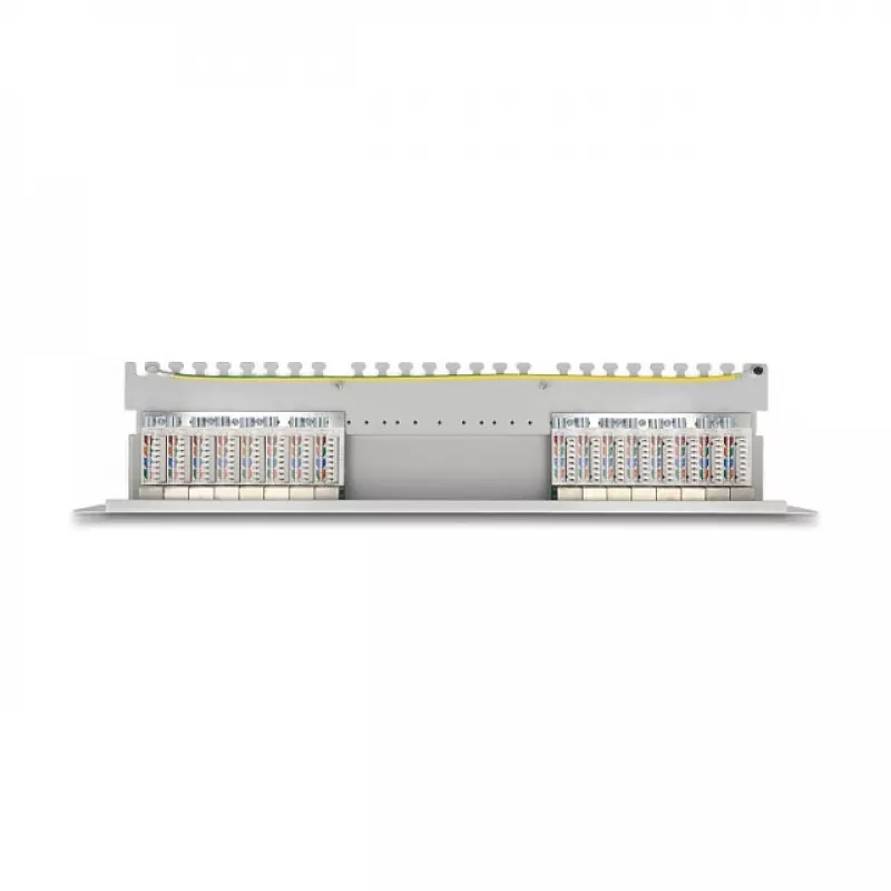 DeLOCK 19 tuuman kytkentäpaneeli 16 port Cat.6A 1HE harmaa metalli rack