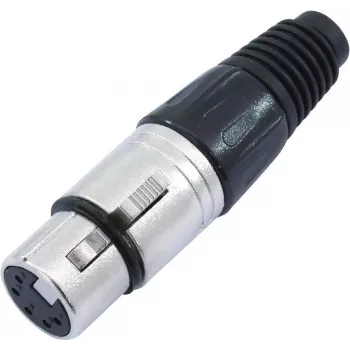 XLR 5-napainen liitin Omnitronic 30208425, musta, 5-napainen naarasasennus-/johtoliitin