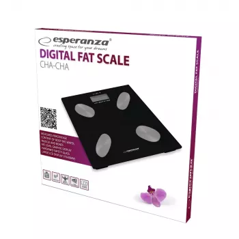 Elektroninen henkilövaaka ESPERANZA EBS022K — digitaalinen rasvavaaka, karkaistu lasi, 180 kg, BMI, 12 käyttäjän muisti