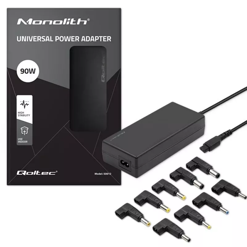 Qoltec 50012 automaattinen yleisvirtalähde 90W | 9 pistoketta | +virtajohto