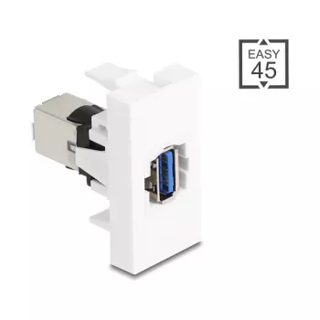 Keystone-moduuli DELOCK 90910 – litteä USB-A-liitäntä, valkoinen, 45×22,5×42,6 mm