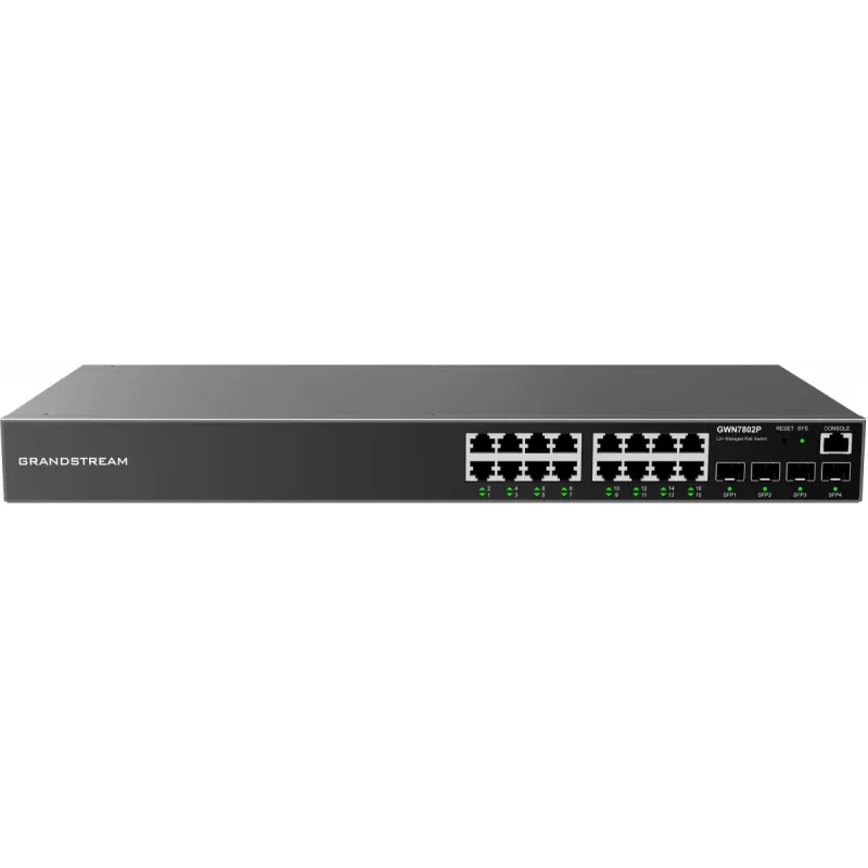 Grandstream GWN7802P hallittava L2+ PoE+ -kytkin, 16x Gigabit, 4x SFP