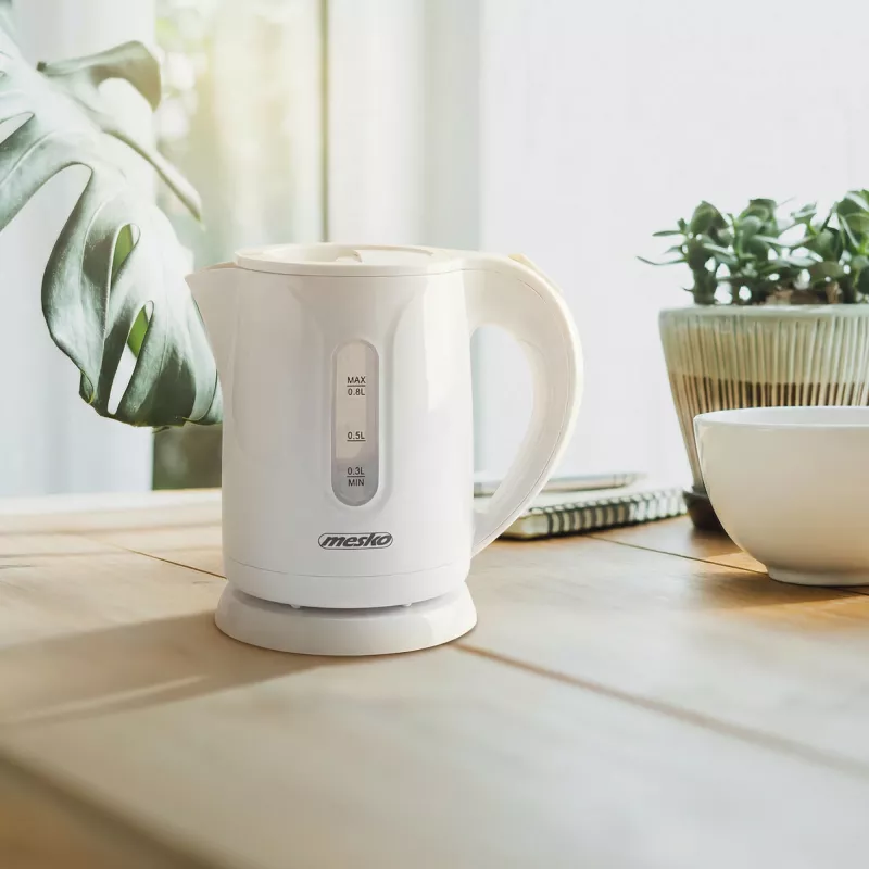 Mesko vedenkeitin | MS 1376 | sähköinen | 850 W | 0,8 L | muovi | 360° kääntöalusta | valkoinen