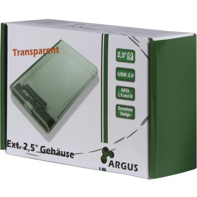 HDD-kotelo Argus GD-25000, USB 3.0, läpinäkyvä