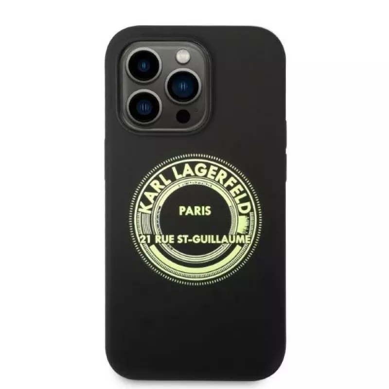 Karl Lagerfeld Soft Cover silikonikuori RSG musta Apple iPhone 14 Pro KLHCP14LSRSGRCK
