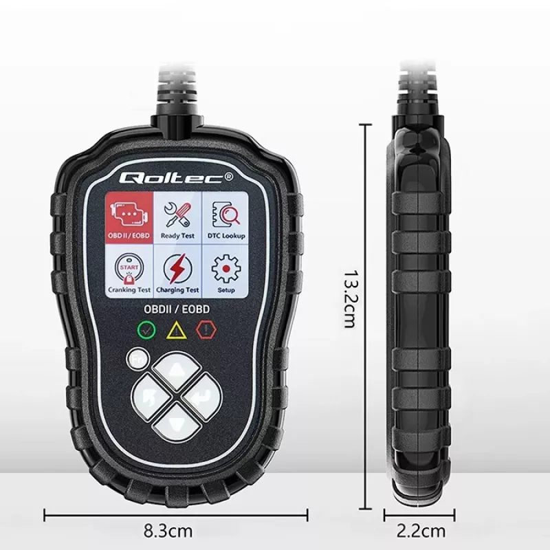 OBDII-diagnostiikkatesteri QOLTEC ProLine 50685 — ajoneuvon OBD-II-skanneri 8V/25V-järjestelmille