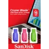 SanDisk Cruzer Blade 16 Gt USB 2.0 -muistitikku (3 kpl), sininen/vihreä/vaaleanpunainen