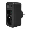 Virranjakaja MACLEAN MCE249 F/B – 2 AC-pistorasiaa (16A + 6A) ja 2×USB-A ja 2×USB-C PD 20W, EU-pistoke, musta