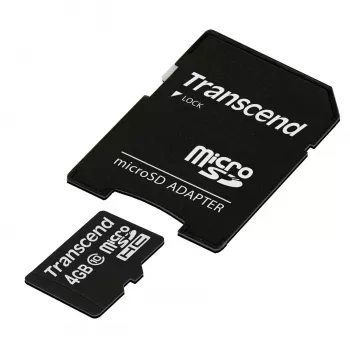 Flash-muisti Transcend 4GB MicroSDHC Class 10 adapterilla