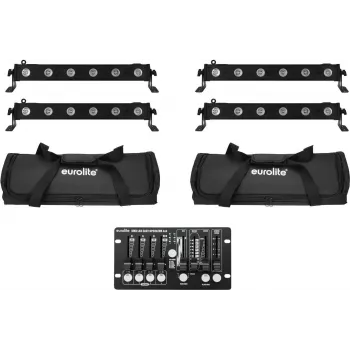 EUROLITE LED bar -setti 4x LED BAR-6 QCL RGBW 2 pehmeällä laukulla ja ohjaimella