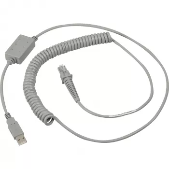 Datalogic USB-kaapeli, spiraalimainen USB-liitäntäkaapeli, spiraalimainen, harmaa, 2 m, sopii kaikkiin käsiskannereihin (90A051922)