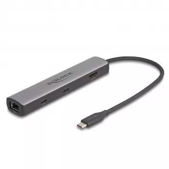 DeLOCK USB Type-C -telakointiasema 8K HDMI USB 10 Gbps 2,5 Gigabit LAN PD 100W